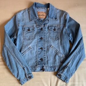 Levi Strauss Signature Cropped Denim Jean Jacket Blue Women S Trucker Streetwear